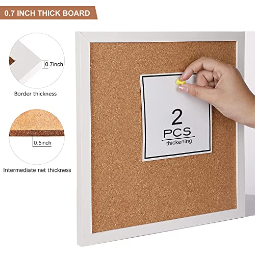 Wayhoul Cork Bulletin Board For Walls, 1/2" Thick Square Pin Board For Walls With Frame 12"X12", White Small Corkboard With 10 Push Pins And 10 Wood Clips, Tack Board For Home Office And School 2Pack. #TOP1