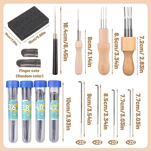 Image of Yizzvb 127 Pcs Needle Felting Needles, Needle Felting Tools Felting Needles | 4 Sizes needle felting tools kit for Wool Felting Supplies Kit with 3 Types Wooden Holders, Pad, Needle Felting Starter Kit