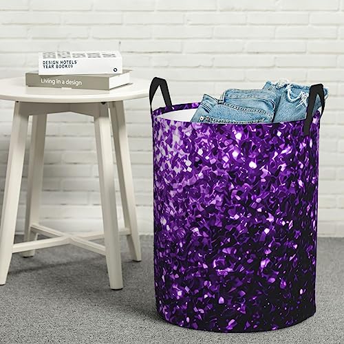 Grand panier à linge beau violet à paillettes pliable imperméable
