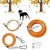 Heavy-Duty Dog Tie-Out Cable Runner System for Yard & Camping, 50/100/200ft with 10/15ft Pulley Line, Supports Dogs Up to 250lbs (Orange, 50FT)