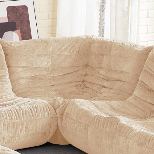 Image of HABUTWAY Giant Bean Bag Chairs Lazy Sofa for Adults,Corner,Khaki