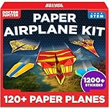 Doctor Jupiter Paper Airplane Book Kit for Kids Ages 6+ | Make & Fly 120+ Paper Airplanes with 1200+ Stickers | Birthday Gift Ideas for 6-7-8-9-10 Year Old Boys & Girls | STEM Airplane Toy, Craft Kit