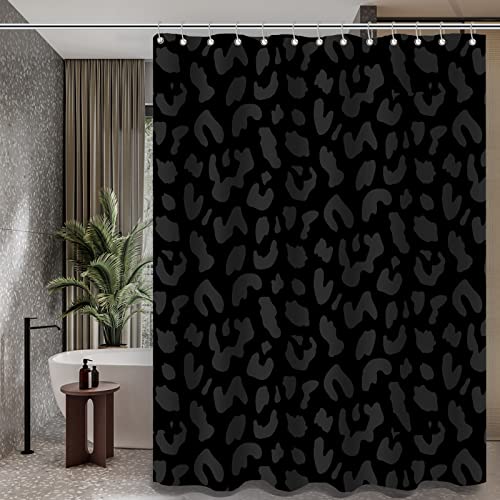 ZTTXL Leopard Shower Curtain (72 x 72) Black Cheetah Print Polyester Fabric Shower Curtain Set for Bathroom with 12 Hook
