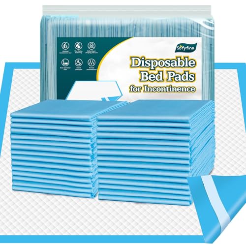 Image of SOFYFINE 50 Count Disposable Bed Pads with Adhesive Strip 30 inchx36 inch | Thicken Elderly Adults Incontinence Underpads,Heavy Duty Absorbent Chucks Waterproof,XL Extra Large Puppy Pee Training Pad