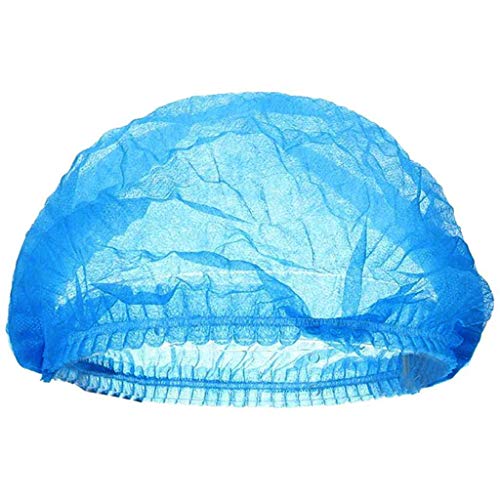 Disposable Bouffant Caps Hair Net Cap 100 Pcs 21inches Elastic Mob Caps for Food Service, Sleeping Head Cover, Factory Warehouse Worker, Beauty (Blue) - Thumbnail 7