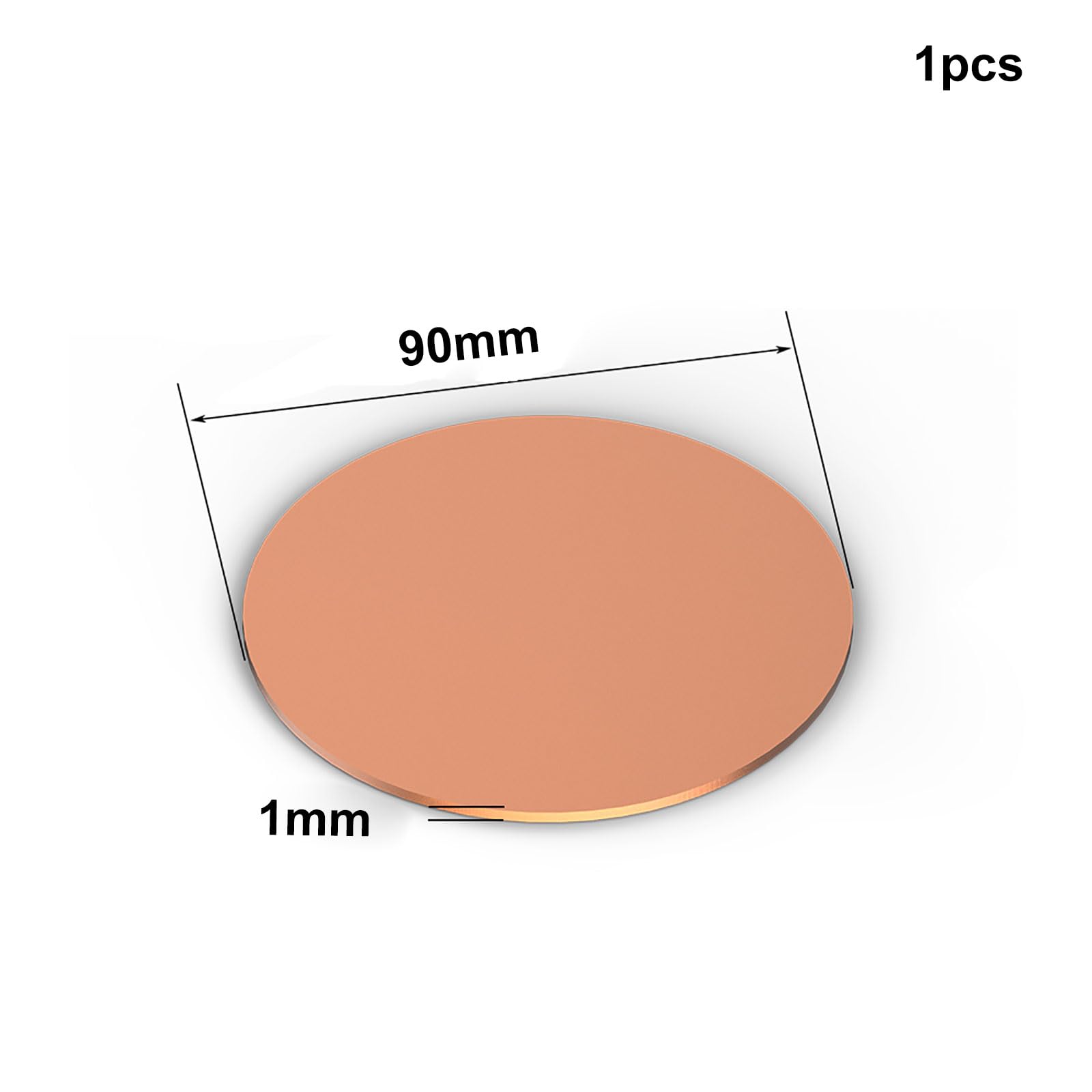 COYOUCO Pure Round Copper Sheet,Pure Copper Sheet,1Mm Thickness,90-200Mm Diameter,Film Attached Round Copper Plates,1Pcs,90mm