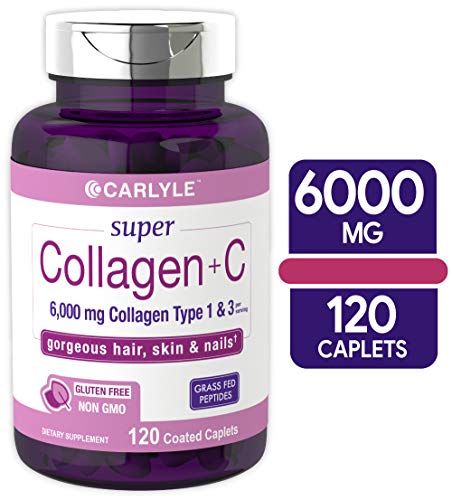 Collagen Peptides 6000 mg | 120 Caplets | Type 1 and 3 with Vitamin C | Grass Fed, Non-GMO, Gluten F - //coolthings.us