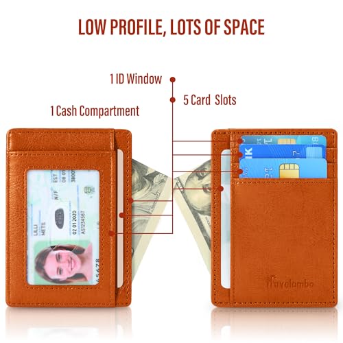 Image of Travelambo Slim Wallet Front Pocket Minimalist Leather RFID Blocking Medium Size