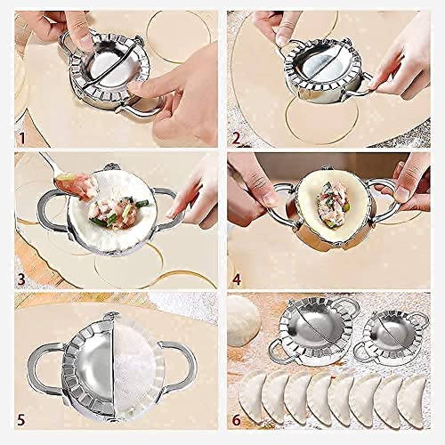 Image of Stainless Steel Kitchen Dumpling Momos Ghughra Samosa karanji Gujiya Mould Dough Press Maker Mould Machine for Kitchen, 16 x 10 x 5 centimeters