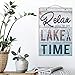 Barnyard Designs 'Relax You're on Lake Time' Metal Lake House Decor Sign – Summer Lakehouse Wall Art Decoration for the Home, 14” x 20”