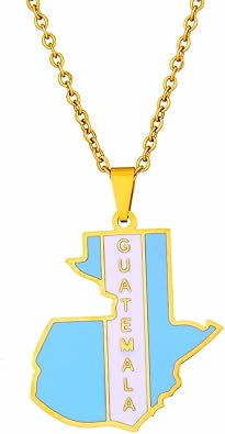 Guatemala Map & Flag Pendant Necklaces for Women Men Guatemalan Heartbeat Jewelry Stainless Steel Cultural Heritage Gift