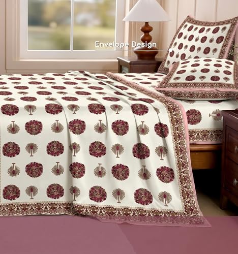 Image of Ishro Home Premium Bedsheet for Double Bed with 2 Pillow Covers - Cloud Cotton Bedsheet, Soft, Silky Smooth & Wrinkle Resistant, Luxury Printed Design (Flat Double Bed Size, Jodhpur Regal)