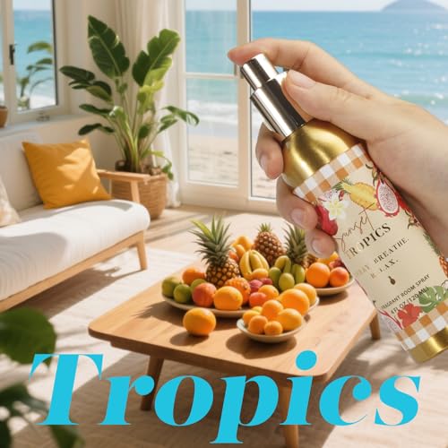 Image of Room Spray, Tidal Coconut, Woven Ocean, Sunset Tropics, 3 Pack, Each 4 fl oz, Air Freshener for Home, Long-Lasting Odor Eliminator for Bathroom and Office