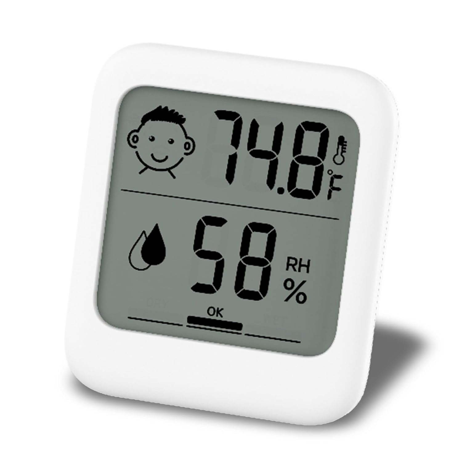 Digital Thermometer and Hygrometer with Comfort Face Display, Hygrometer, Stand, Magnet, Hanging, Simple, Infectious Disease Prevention, Heat Stroke Prevention (Simple, No Clock) Digital Thermometer and Hygrometer with Comfort Face Display, Hygrometer, Stand, Magnet, Hanging, Simple, Infectious Disease Prevention, Heat Stroke Prevention (Simple, No Clock)