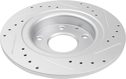 Miniatura 7 de TRQ Juego de 2 rotores de freno trasero ranurados perforados con revestimiento en G para Mazda 6