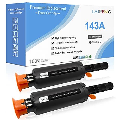 2 Paquete Cartucho de Tóner Compatible 143A W1143A 143AD W1143AD Capacidad Estándar 2500 Páginas para Impresoras HP Neverstop MFP 1202w 1202nw 1201n 1001nw con Chip
