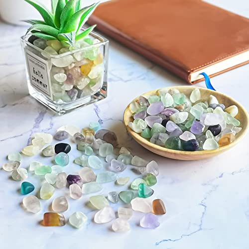 Image of Keedolla 2 lbs /900g Fluorite Tumbled Chips Aquarium Fish Tank Gravel, Natural Crystal Quartz Stones Rocks Pebbles for Vase Fillers, Garden, Succulent Plants Decor