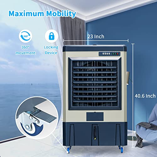 Mepty 3531 Cfm Evaporative Cooler, Portable Air Conditioner With Continuous Auto Fill,10.6 Gal Water Tank, Scroll Casters, 3 Speed Mode, Industrial Strength Swamp Cooler For Commercial (3531Cfm) #TOP6