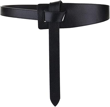 Black leather tie belt for coat Clearance