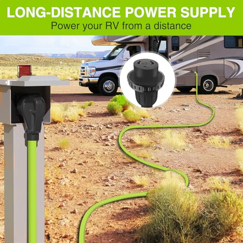 Image of Nilight 25FT 30 Amp RV Locking Extension Cord 125V Heavy Duty 10 /3 Gauge Pure Copper STW Wire UL ETL Listed 3 Prong TT-30P L5-30R Weatherproof Suit for Camper Caravan Trailer Bright Green