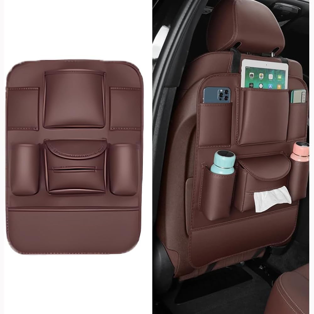 Autositz Organizer für VW Caddy, Wasserdicht Vielseitige Aufbewahrungstaschen für Autositz Zurück, Kofferraum Organizer für Reise Tägliche Gebrauch, B/Brown