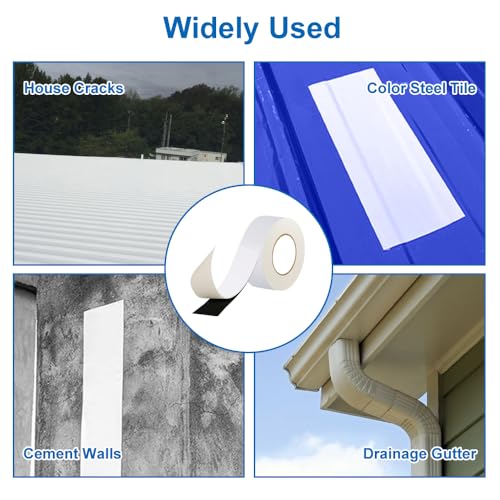 5 cm x 5 m Butylkautschuk Klebeband Weiß, Butyl Rubber Tape Dichtband Selbstklebend, Leckagebeweis Langlebige Butylband Wasserdicht, Korrosions und UV für Fenster, Boot Reparatur und Dach Patching