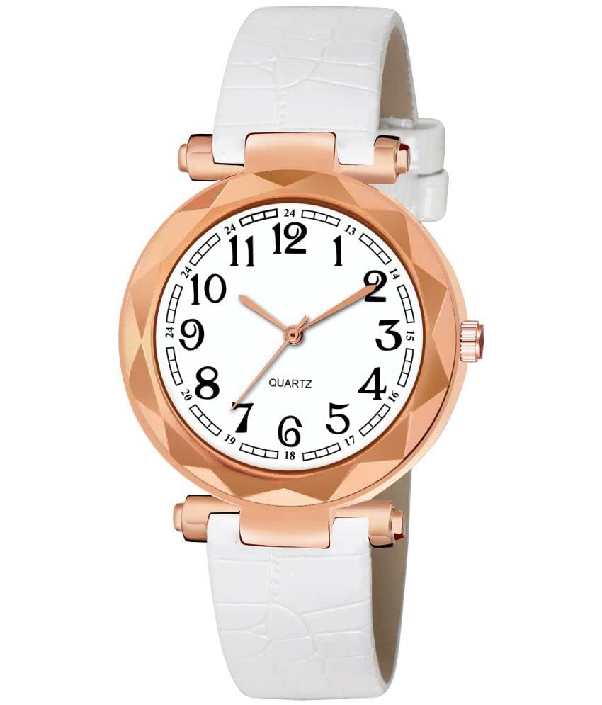 GIRISA Rosegold White PU Leather Strap Women & Girls Watch (B0C4B9DKDW) Amazon Price History, Amazon Price Tracker