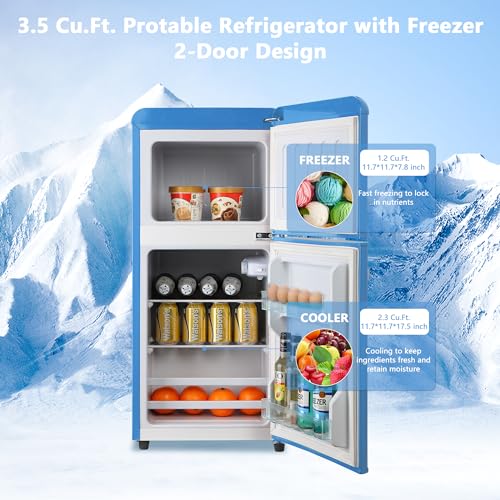 Janreay FLS-80G-BLUE Mini Refrigerator With Freezer 3.5 Cu.Ft thumb #2