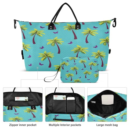 Travel Duffle Bag Weekender Bags Overnight Bag with Toiletry Bag Gym Duffel Bag Palm Trees Butterflies for Travel Business Trips Sport2