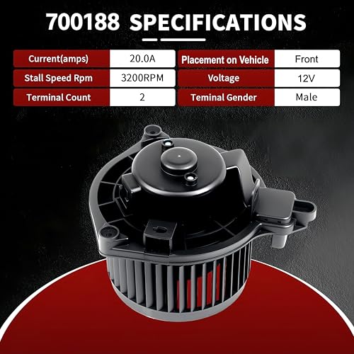 Image of Vetmor 700188 HVAC Heater Blower Motor w /Fan Cage Assembly Compatible with Toyota Vehicles - Tacoma 2005-2015, Replace# 87103-04043 87103-04044 700188