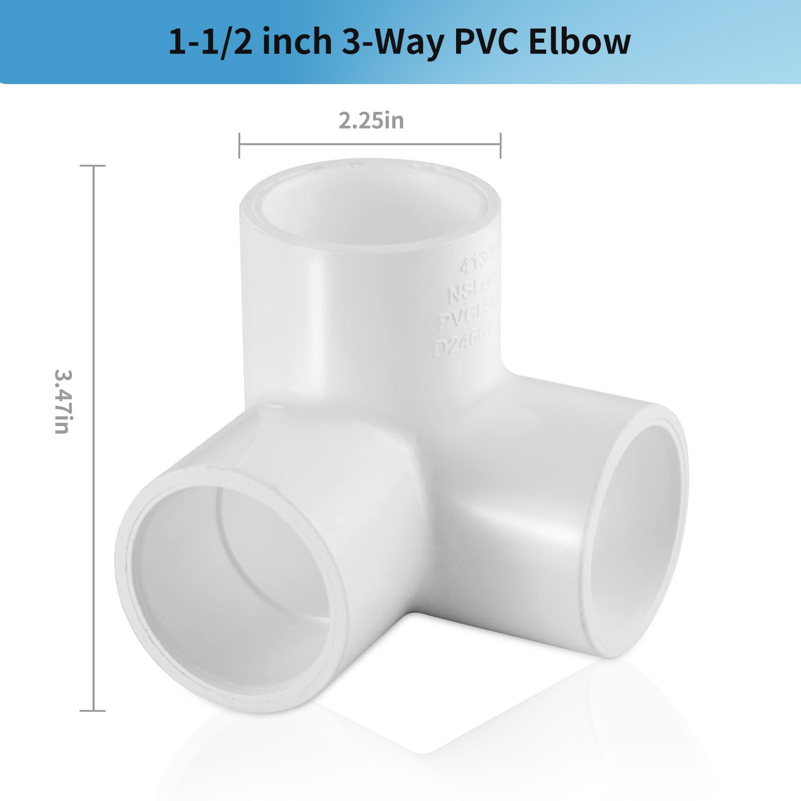 LESSO - Conector de codo de 3 vías de PVC de 1-1/2 pulgadas, accesorios de tubería de PVC de 90 grados, conector de salida lateral resistente para fontanería, muebles de bricolaje, invernadero