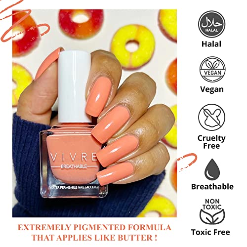 Vivre Cosmetics Nail Polish, Quick Dry And Shiny Halal Nail Polish For Girls, Vegan And Non Toxic Nail Polish For Women, Long Lasting, Certified Breathable And Water Permeable - Peach Out #TOP5