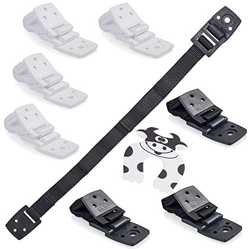 Bebe Earth - Furniture and TV Anti-Tip Straps (8-Pack) for Baby Proofing and Child Protection - Adjustable Wall Anchor Safety Kit - Secure Cabinets and Bookshelf from Falling (White/Black)