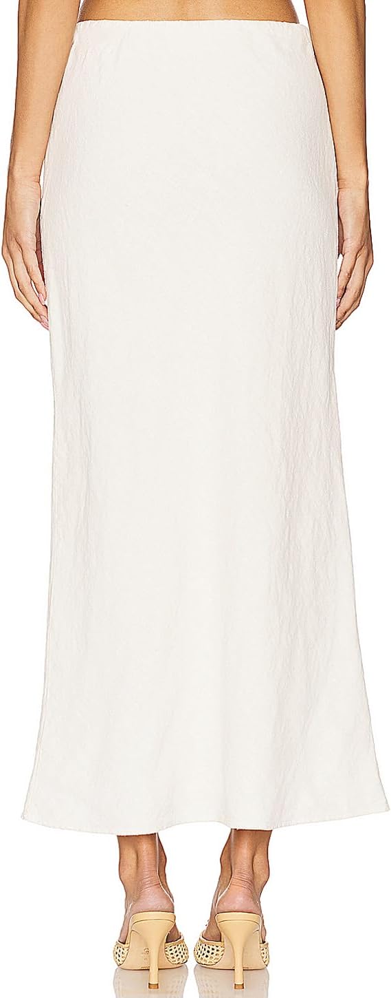 Linen Maxi Skirts with Lining Drawstring Flowy Flared Long Skirts for Women - Image 2