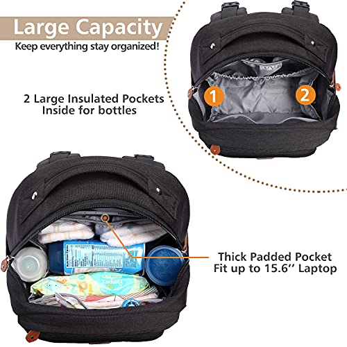 BabbleRoo Mochila unissex para bebês com trocador, capa para chupeta e alças para carrinho, mochila