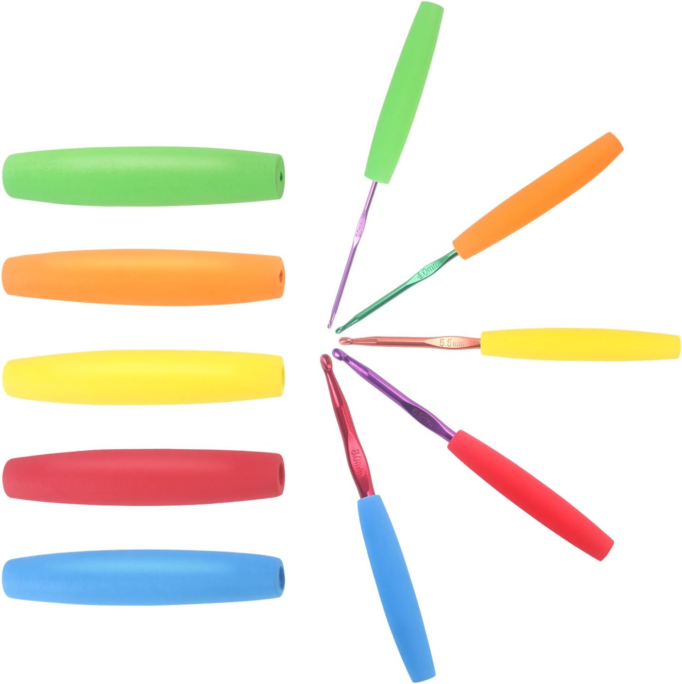 5PCS Crochet Hook Grips,Ergonomic Crochet Hook Grip for Arthritis,Soft EVA Removable Crochet Hook Grips Ergonomic Cushions Fits 2mm-10mm Hooks-Great for Comfort and Arthritic Hands(Only EVA Handle)