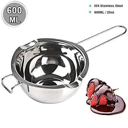 [New Upgrade] Stainless Steel Double Boiler Pot 600ML for Melting Chocolate, Butter,