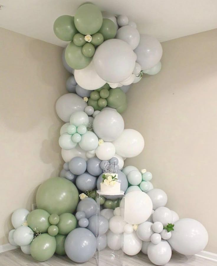 Image of Dusty Green Balloons Arch 103pcs Light Olive Sage Green Balloons Garland Different Sizes Retro Haze Fog Balloon Helium Latex Balloon Boho Birthday Party Decoration Jungle Safari Bridal Baby Shower