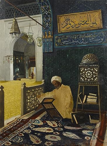 Lienzo decorativo para pared de salón: Recitando las Escrituras por Osman Hamdi Bey de 60x90cm