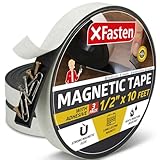 XFasten Flexible Strong Self Adhesive Magnetic Tape Roll, 1/2-Inch x 10-Foot, Pack of 3, Stick on Magnetic Strips with Adhesive Backing