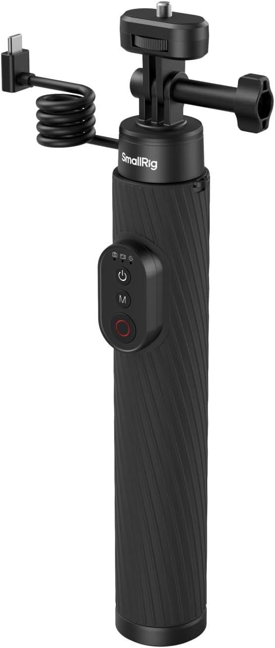 SmallRig Power Grip, Wireless Control Selfie Stick for DJI Action 6/5 Pro, for GoPro Hero 13/12/11, for Insta360 X5/X4, Built-in 5000mAh Battery, Extended Charging Handle for Action Camera, Phones
