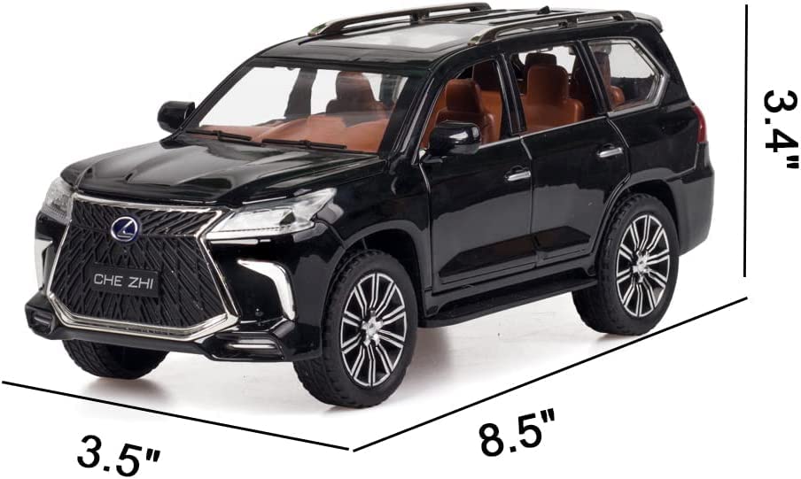 Image of DEOXY 1:24 Scale Lexus Die-Cast SUV Toy Car Model - Openable Doors, Pull Back Action, Friction Powered, Sound & Light, Metal Body with Detailed Interior - Blue