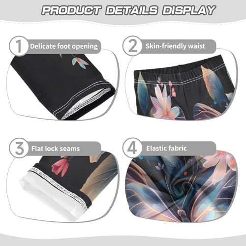 Toddler Girls Leggings Printed Yoga Pants Leggings Butterfly Surrounded by Floating Leaves for Kids3