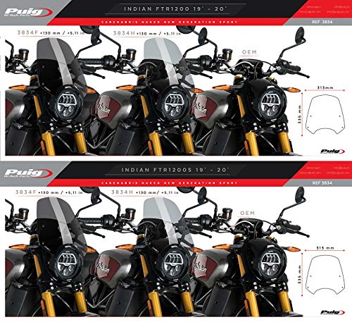 Pare-Brise Compatible avec Indian FTR 1200 / S 19-21 Noir Puig NG Sport