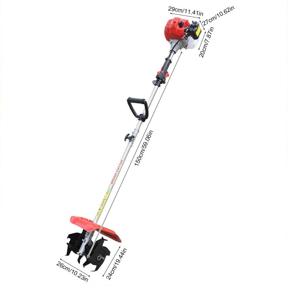 2-Stroke Gas Tiller, Cordless Tiller Cultivator Garden Cultivator, Gas Powered, Tines Tillers Mini Tiller for Scarifying Soil, Removing Weeds, Cut Wheat, Tines Tilling Tool for Lawn, Garden