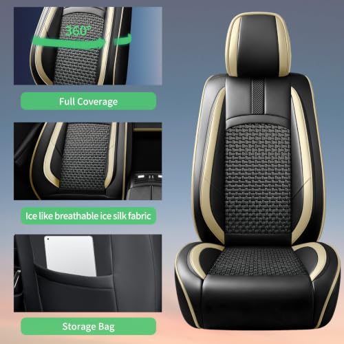 Image of Fit CX-30 Car Seat Covers for Mazda CX-30 2020-2024 2025 2026-Upgraded Premium Waterproof & Breathable Leather, Airbag Compatible, All-Weather Seat Cushion Protector,Full Set,Beige