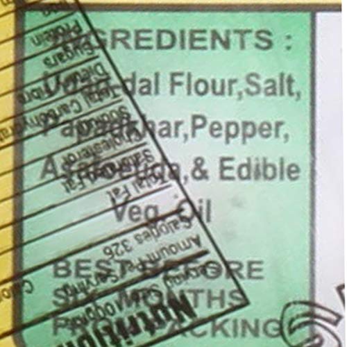 Lijjat Papad average 10-12 Pappadum (200gram) (Black Pepper Papad)