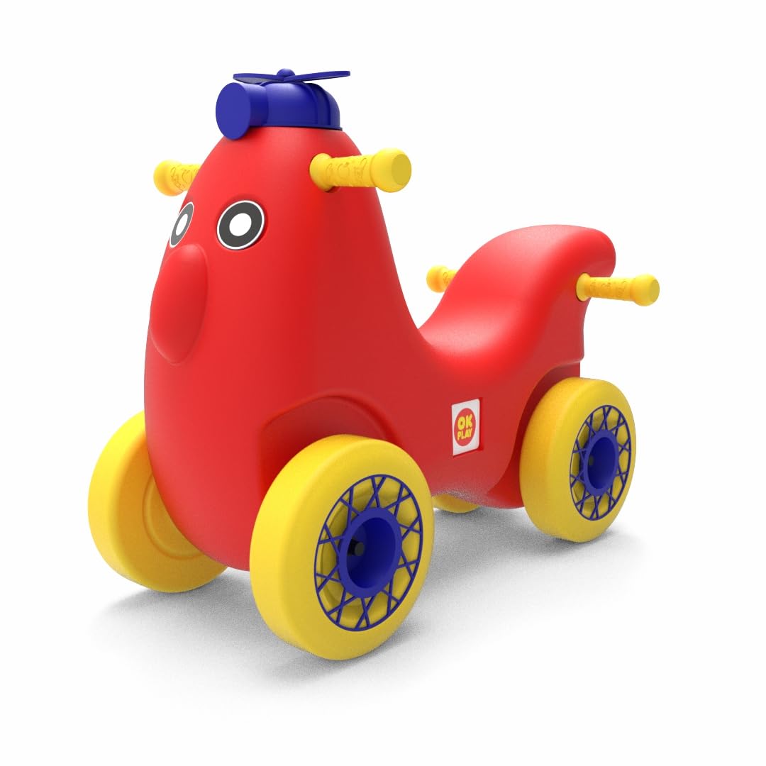 OK Play Scoot Hoot Push On Ride for Kids | Pony Ride On with Curved Seat | Four Wheel Push On Ride | Backrest | Easy Grip | Indoor Outdoor | Safe & Fun Activity Toy | Skill Development | 2Year+ | Red (B09C6BZFRP) Amazon Price History, Amazon Price Tracker