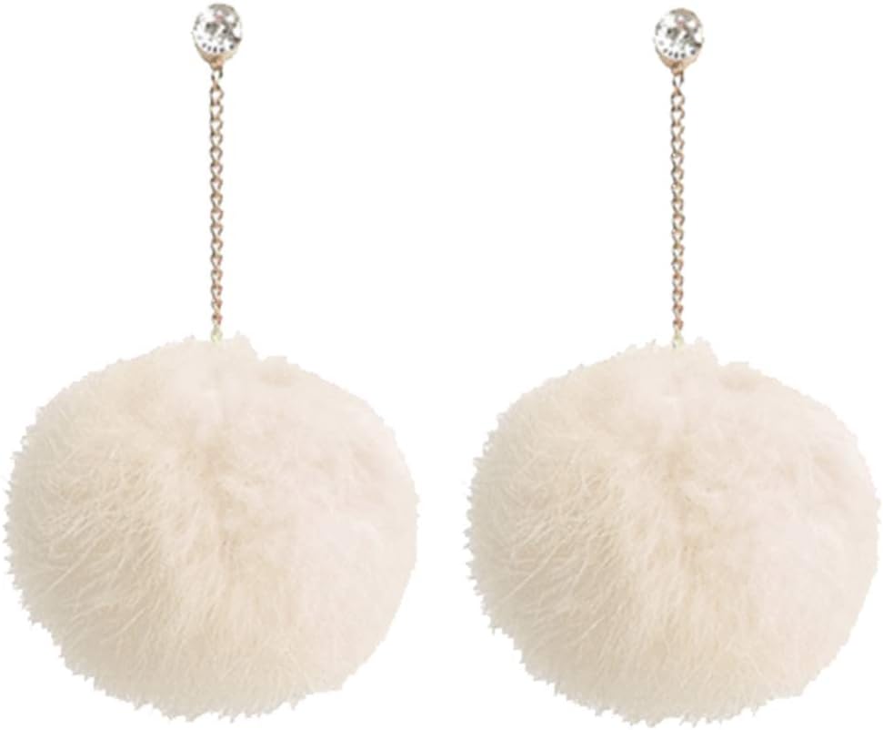 Flairs New York Faux Fur Pom Pom Tassel Drop Dangle Earrings Set