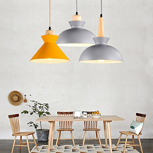 Lámpara de Araña Nórdica de Madera Sólida Del con Cadena Ajustable Grey 2 6